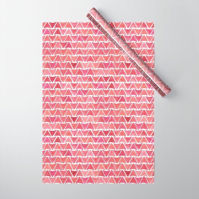 Watercolor Triangle Pattern - Red + Pink Wrapping Paper by inspired by this  n that